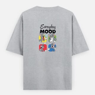 Everyday Mood Cartoon Expression Oversized T-Shirt (Back Design)