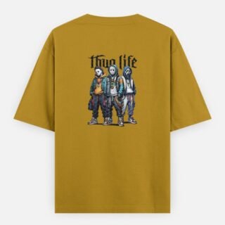 Thug Life Cartoon Crew Graphic Oversized T-Shirt (Back Design)