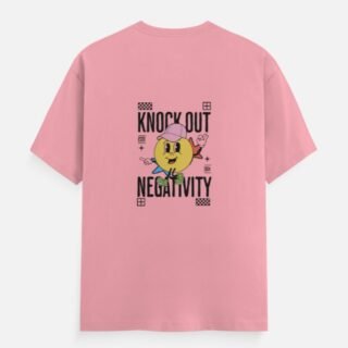 Knock Out Negativity Motivational Cartoon Graphic T-Shirt (Back Design)