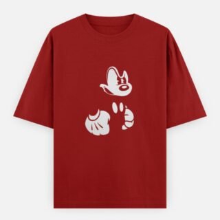 Cartoon Mouse Silhouette Oversized T-Shirt (Front Design)