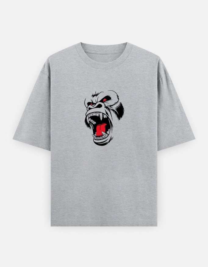 Fierce Gorilla Face Graphic Oversized T-Shirt (Front Design) - Image 9