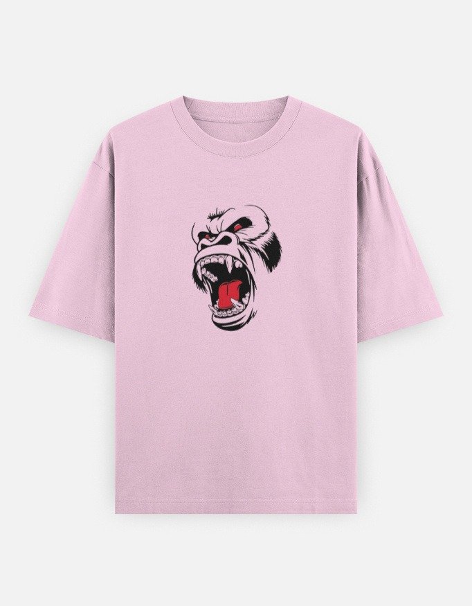 Fierce Gorilla Face Graphic Oversized T-Shirt (Front Design)