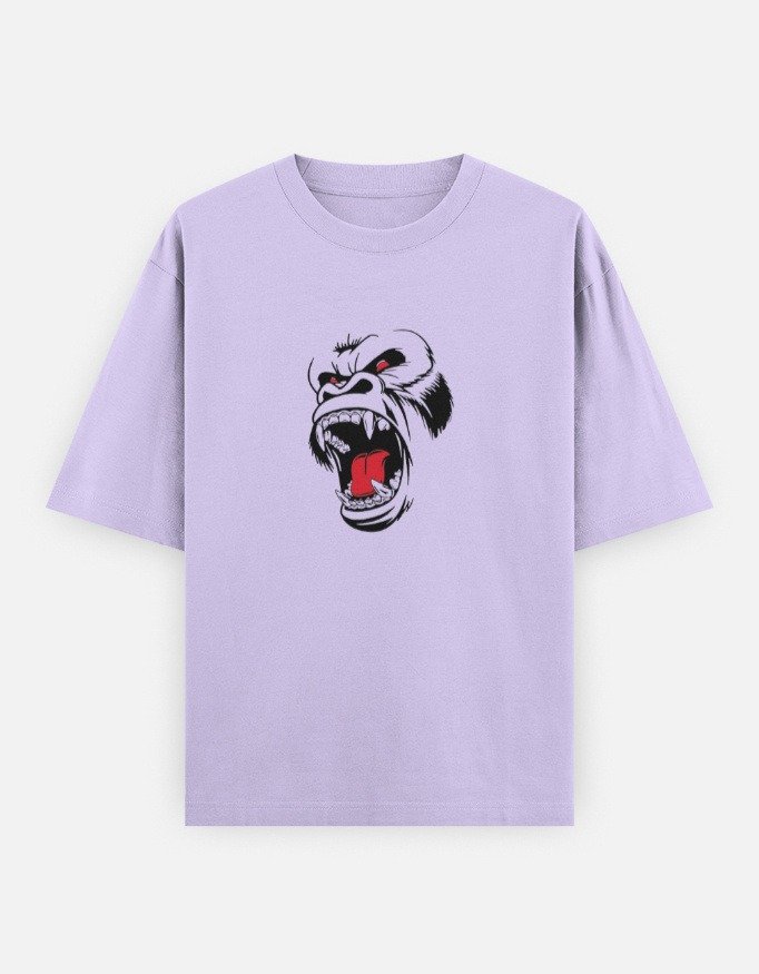 Fierce Gorilla Face Graphic Oversized T-Shirt (Front Design) - Image 7