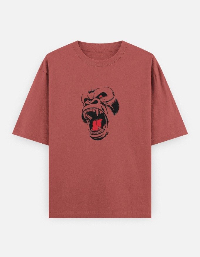 Fierce Gorilla Face Graphic Oversized T-Shirt (Front Design) - Image 6