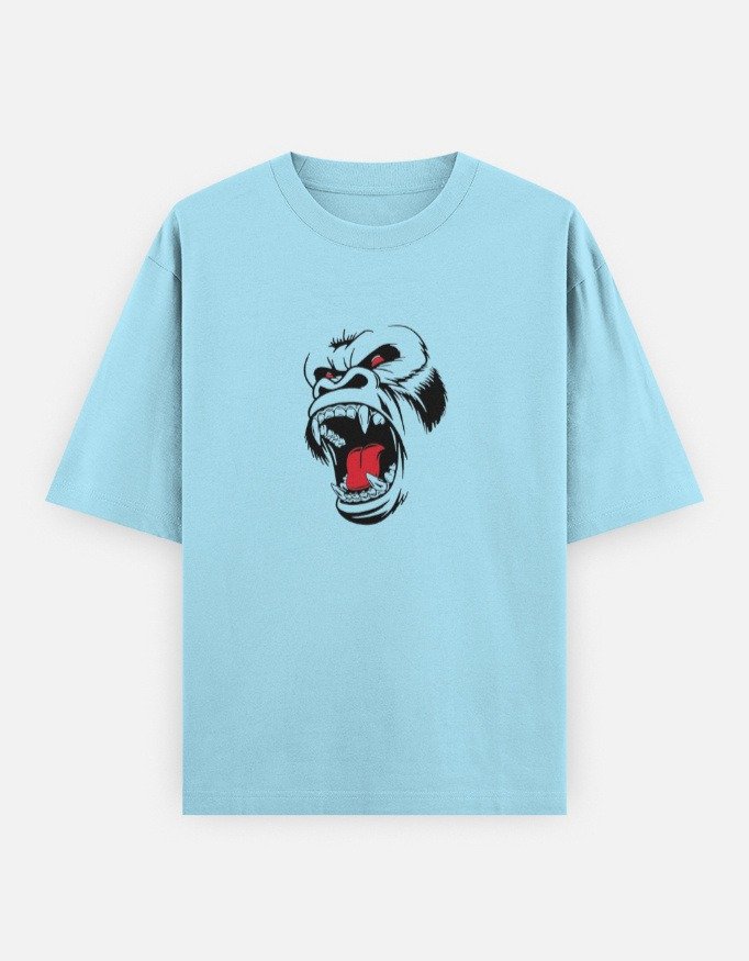 Fierce Gorilla Face Graphic Oversized T-Shirt (Front Design) - Image 4
