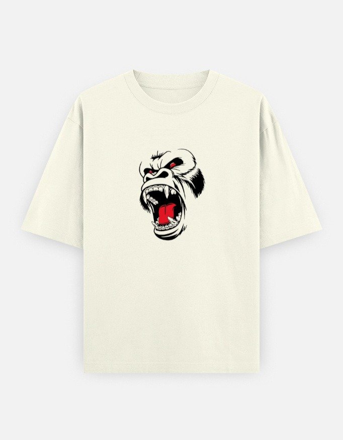 Fierce Gorilla Face Graphic Oversized T-Shirt (Front Design) - Image 3
