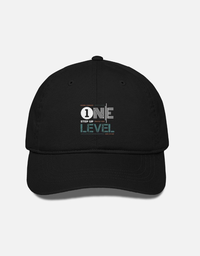 One Step Up Level Motivational Cotton Drill Cap - Image 2
