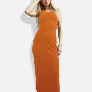 Rust Orange Bodycon Maxi Dress