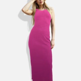 Fuchsia Pink Bodycon Maxi Dress
