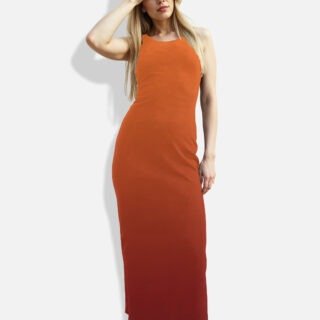 Burnt Orange Bodycon Maxi Dress