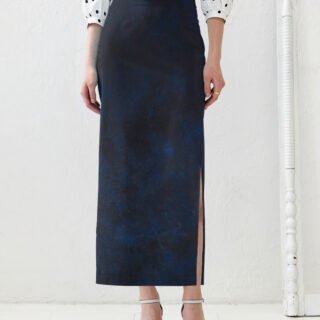 Navy Blue Printed Pencil Skirt