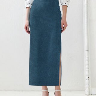 Steel Blue Pencil Skirt
