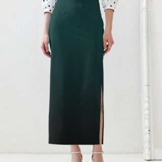 Dark Green Pencil Skirt with Side Slit