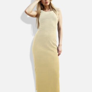 Pastel Yellow Bodycon Maxi Dress