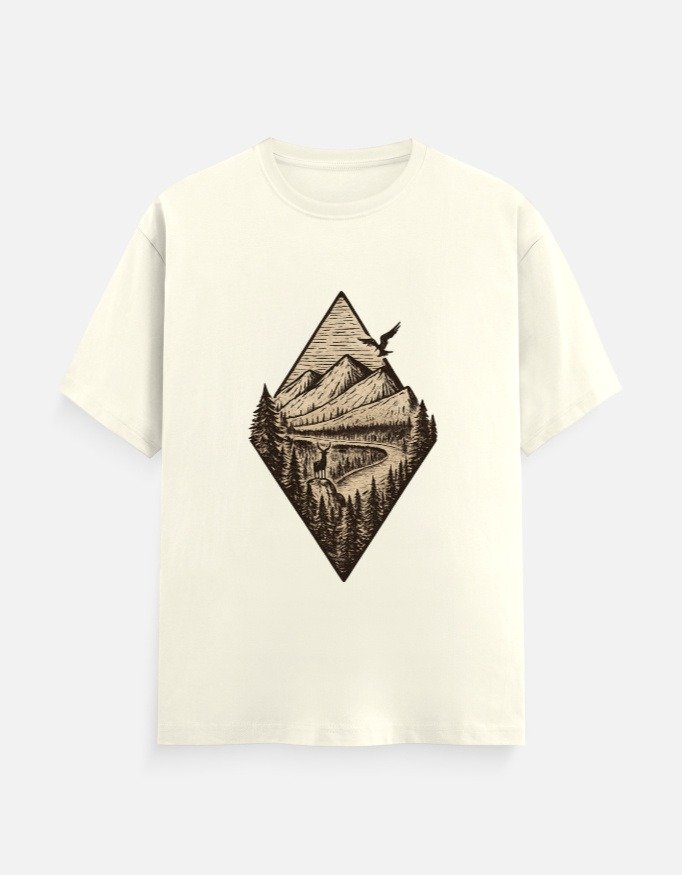 Mountain & Nature Line Art T-Shirt