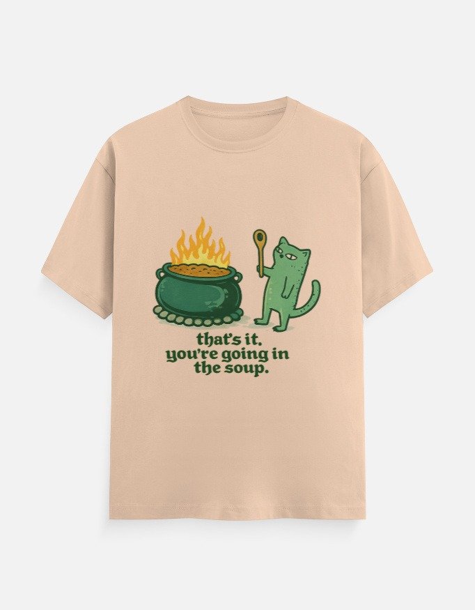 Funny Cat Soup Cartoon T-Shirt